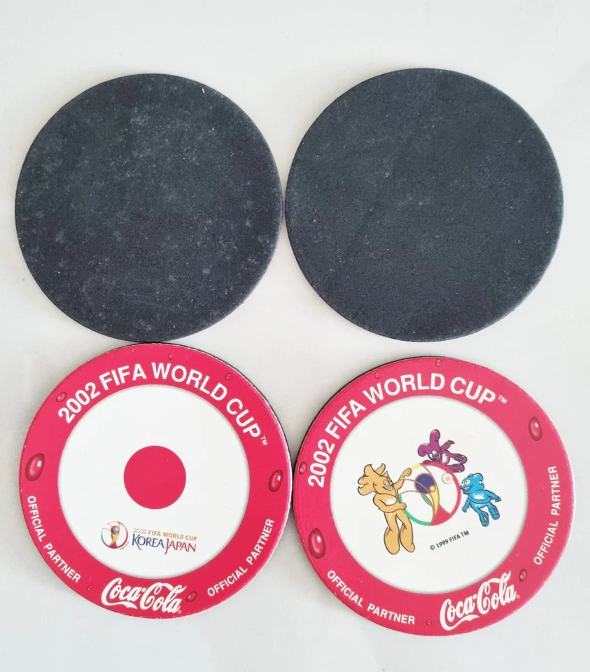 Set 4 Coaster Coke Coca Cola Souvenir Collection Fifa World Cup 2002 Paper Red - Image 4 of 4