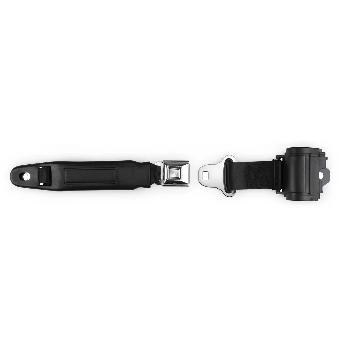 RetroBelt Black Pushbutton Retractable Lap Seat Belt Bucket Seat No Hardware