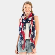 American Flag Oblong Scarf Lightweight Patriotic USA Print Fashion Accessory