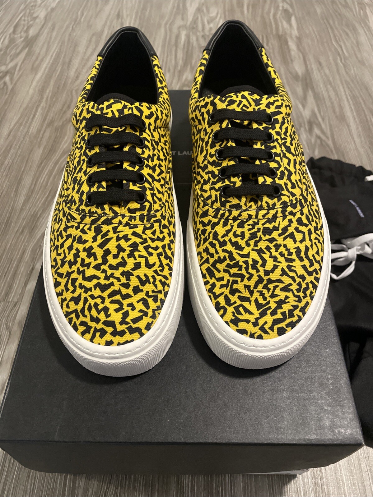 Sneakers Saint Laurent uomo Venezia basse tela stampa animalier EU 42 US taglia 9