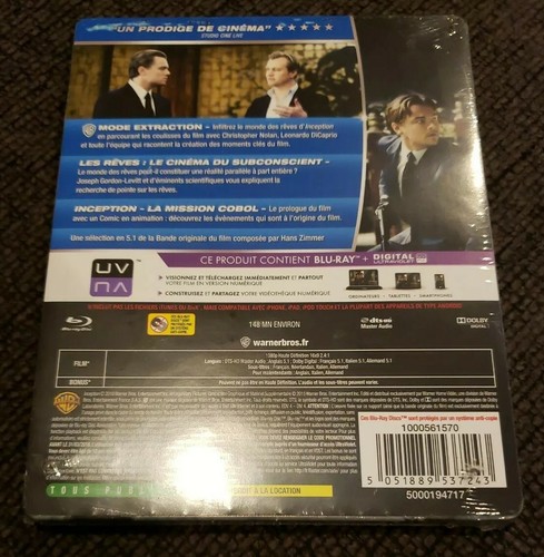 INCEPTION 2-disc Blu-ray Steelbook European Region-Free Import Limited BRAND NEW - Picture 2 of 4