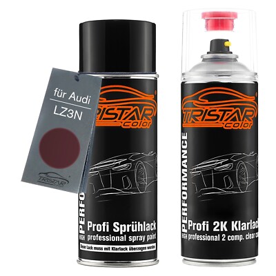 Autolack 2K Spraydosen Set für Audi LZ3N Rubinrot Perl Basislack 2K Klarlack