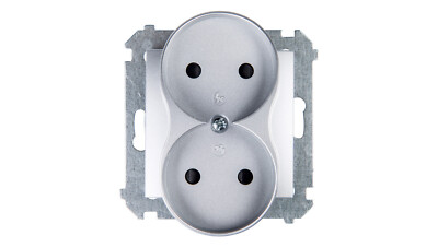 Simon 54 Doppelsteckdose b/u 16A IP20 mattsilber DG2MZ.01/43