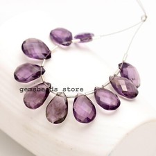 Amethyst Top Quality Hydro Quartz Briolette Faceted 18X12MM Beads 10 Pcs