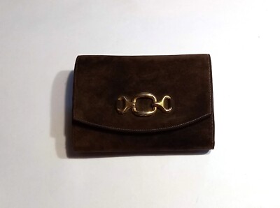 POCHETTE Camoscio Fibbia Dorata BORSA Borsetta Anni 70/80 Clutch