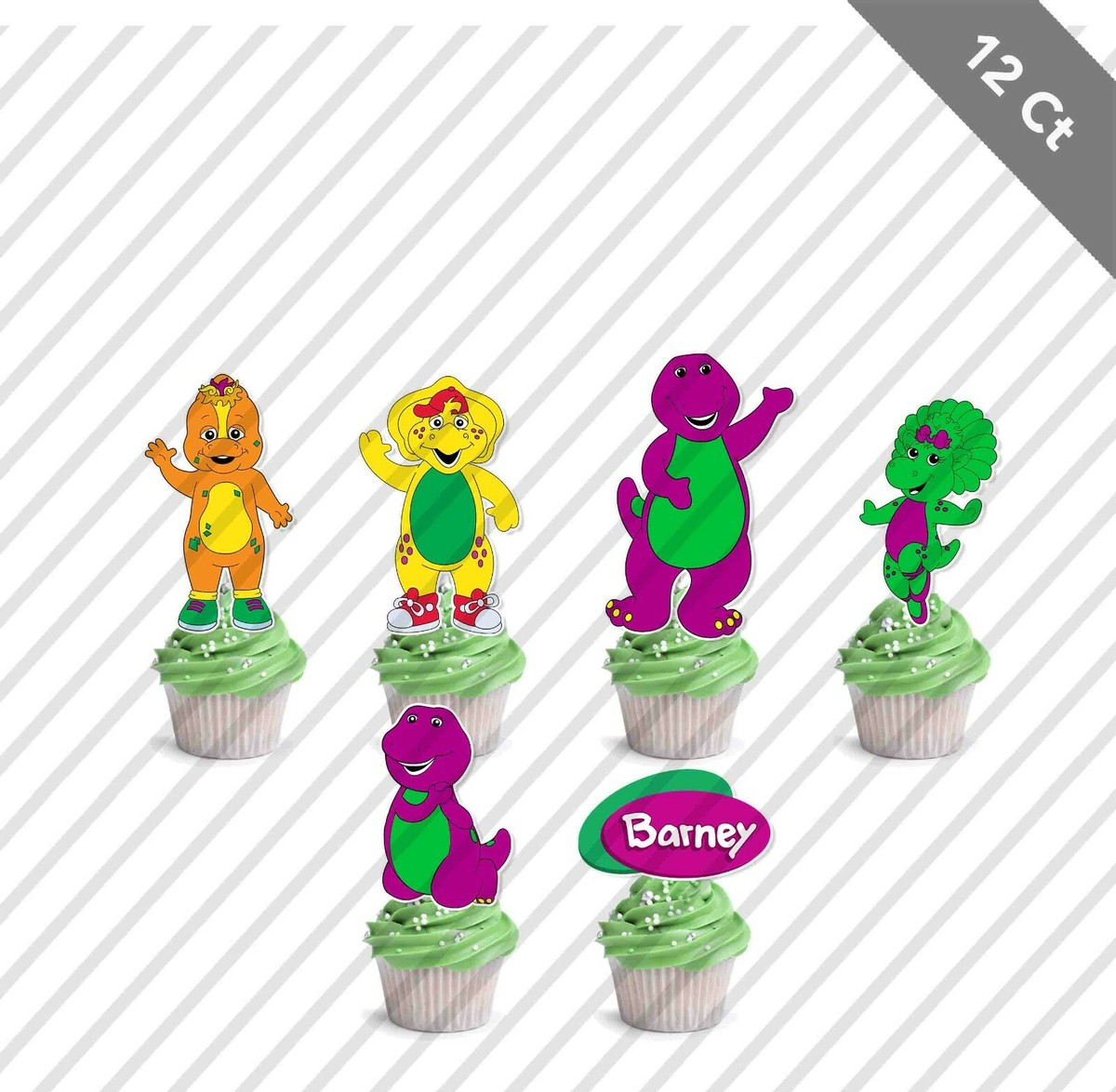 12 Barney Cupcake Topper Pick Favor Party Birthday Dinosaur Purple | eBay 12-barney-cupcake-topper-pick-favor-party-birthday-dinosaur-purple-ebay
