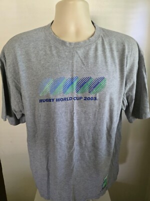 Reebok T-Shirt 2003 Rugby World Cup Collection Vintage Gray Tee Large