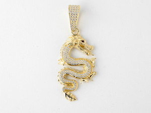 Authentic 2.50Ct Round Cut Lab- Created Diamond Dragon Pendant 14K Yellow Gold Plated