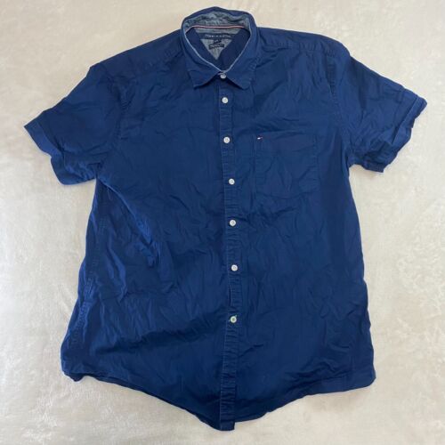 Tommy Hilfiger Men's New York Fit Short Sleeve Button Up Shirt Blue size XL - Picture 1 of 8