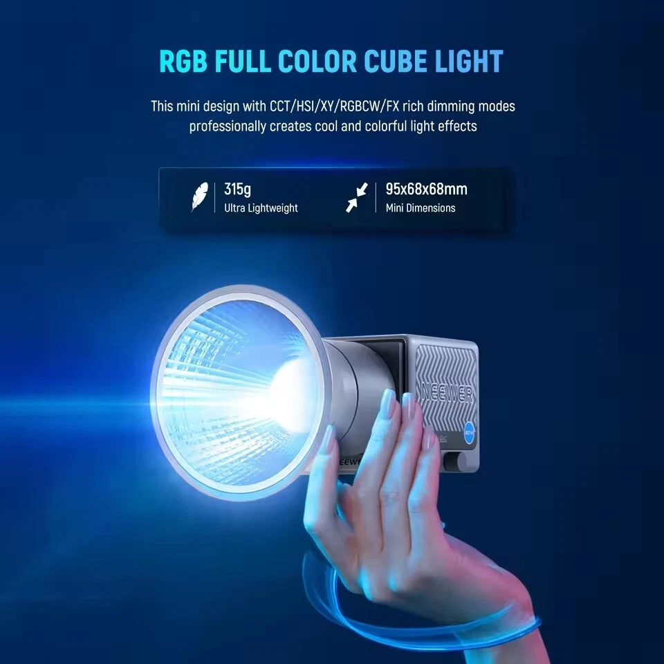 NEEWER HS60C 60W RGB Full Color Pocket Led Video Light 2500K-6500K APP Control - Image 4 of 4