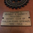 Rotary International President Hialeah-Miami 1962-1963 Plaque Vintage — photo 7