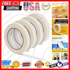 Strong Adhesive Masking Tape - 4 Rolls of 55 Yards in Each Roll, Beige White