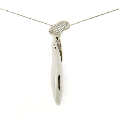 Tiffany & Co. Frank Gehry 16'' 18k Weißgold Orchidee Diamant Anhänger Halskette