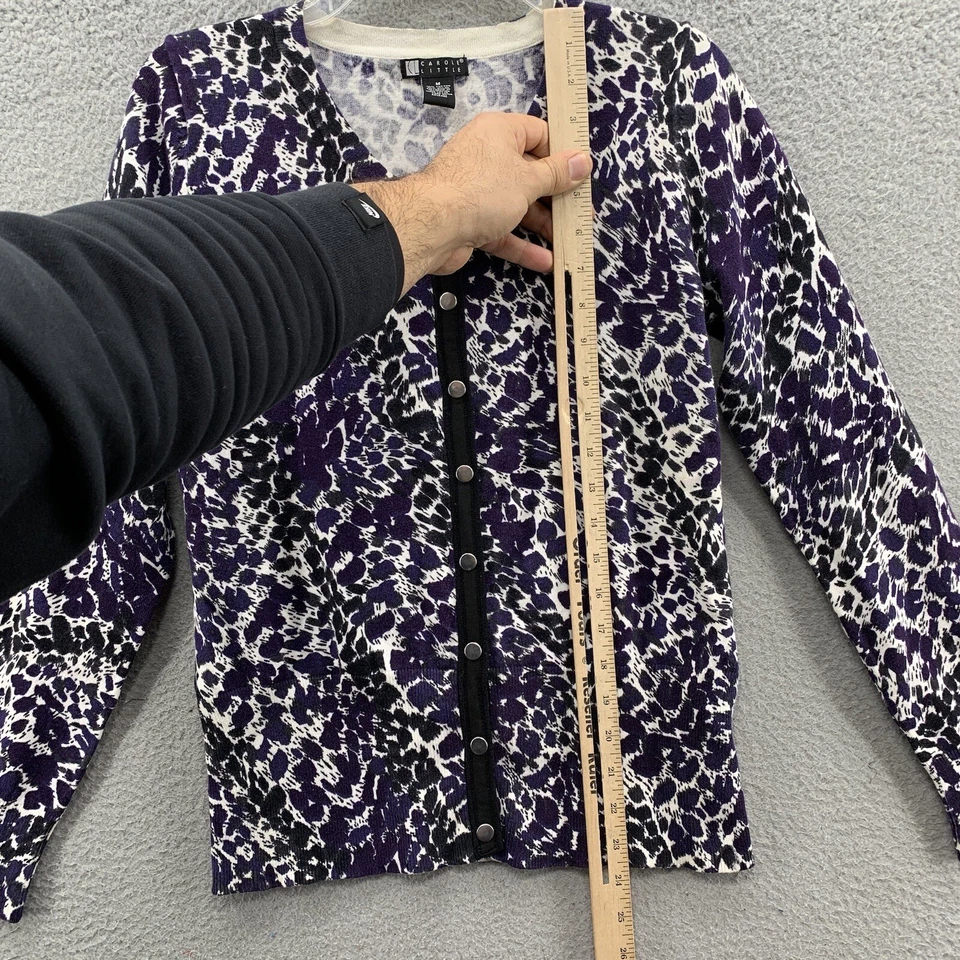 Кардиган на пуговицах женский Carole Little размер M свитер черный анималистический принт хлопок - Изображение 3 из 4
