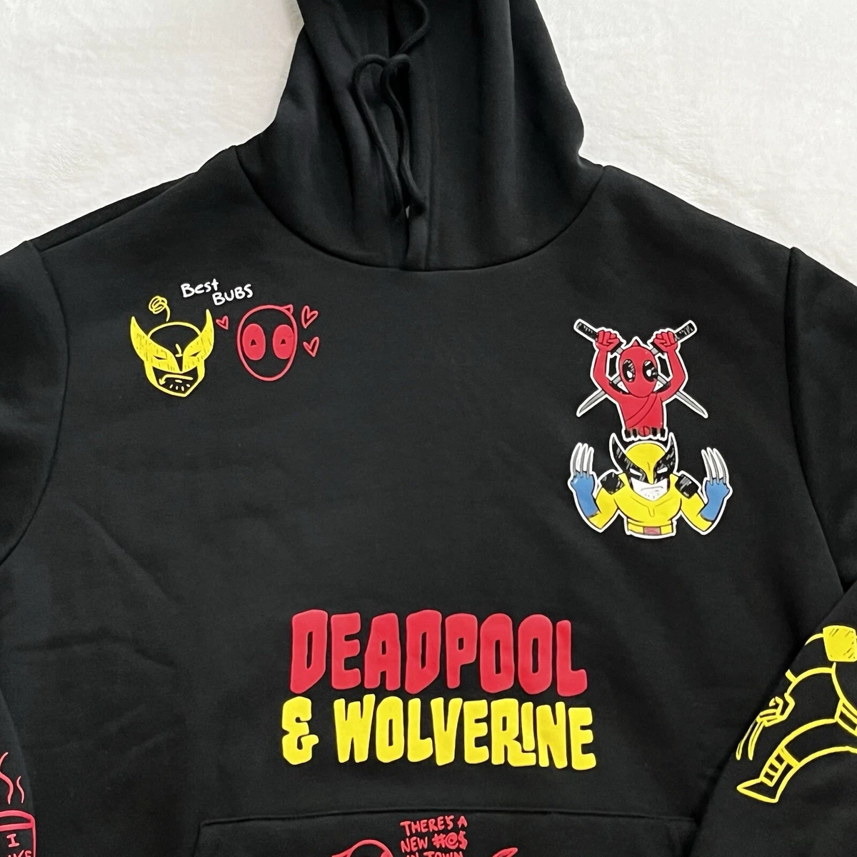 Marvel Deadpool & Wolverine Duo Split Best Bubs Pullover Sudadera con Capucha Negra Grande