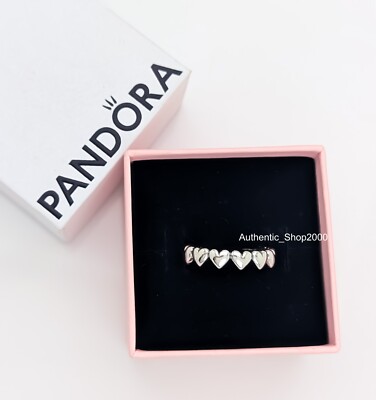 ♡Bel♡ New 100% Authentic PANDORA 925 Ale Silver Be Love Row of Hearts