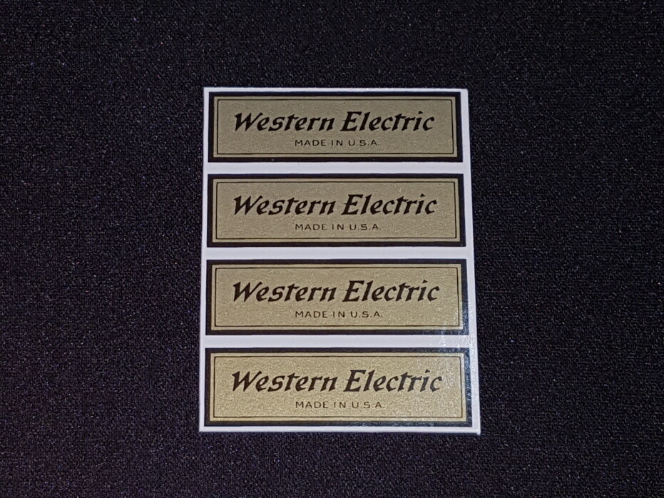 Western Electric Logo Water Decal Reproduction Small Size Audio Label 4ea