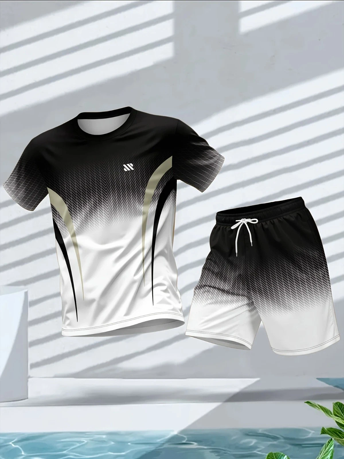 Men's Quick Dry T-Shirt Gym Running Moisture Wicking Round Neck Sports Set UK