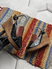 Vintage Wedge Slingback Platform Shoes Women's Size 39