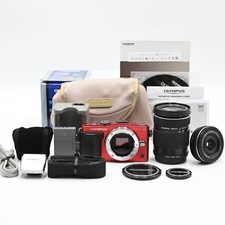 OLYMPUS PEN Lite E-PL6 Mirrorless Camera 14-42mm 40-150 RED 5,831 shots 