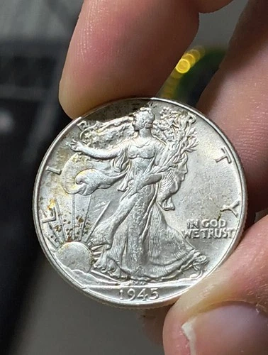 1945 50C Walking Liberty Half Dollar Very Fine Slightly Toned