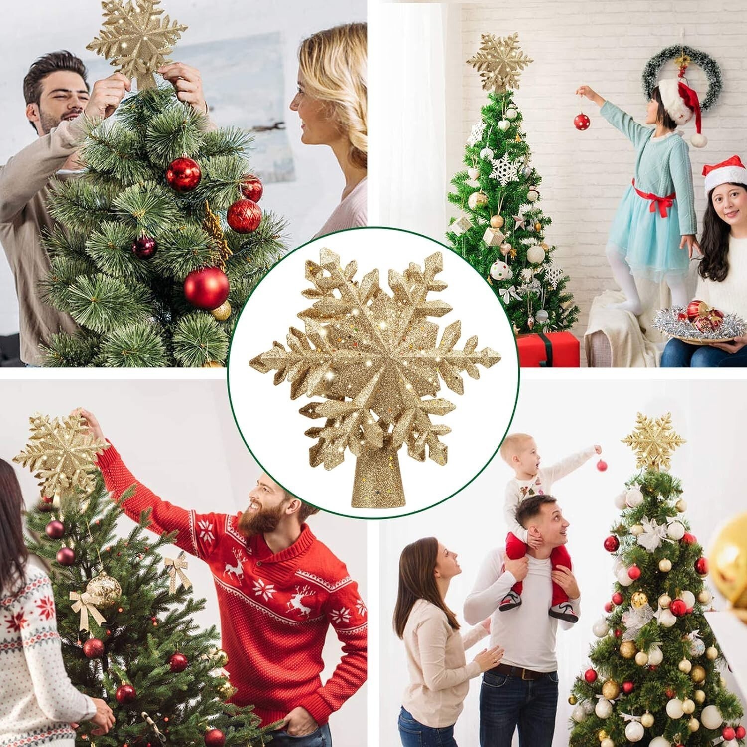 Christmas Tree Topper Projector Snowflake Christmas Star Tree 6 Projection Mode