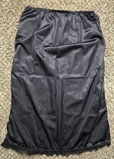 Vintage 70s/80s Black Nylon Half Slip Made in USA Size M 25" Long