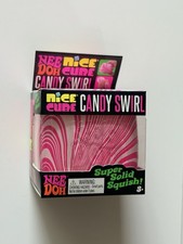 Schylling Nee Doh Nice Cube Candy Cane Swirl Squishy NEW RARE Needoh Pink/White