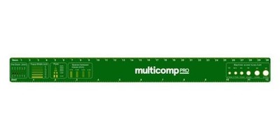 2pc MULTICOMP PRO 'MP013619 Ruler, PCB, Fiberglass, Green/White Text, 12.15