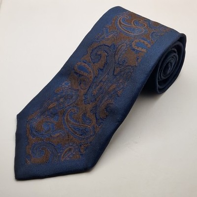 Dolce & Gabbana Men's Necktie Tie Silk Blue & Rust Colour Paisley 58in x 4in