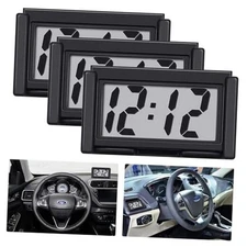 Shudyear 3PCS Small Digital Clock Mini Car Clock Mount Watch Desktop with Date 