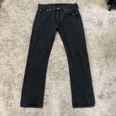 Levi s 501 Jeans Men s Size 34x34 Black Button Fly Straight Leg Goth Grunge