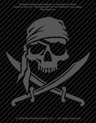 Pirate Skull & Cross Swords Jolly Roger Vinyl Decal Sticker