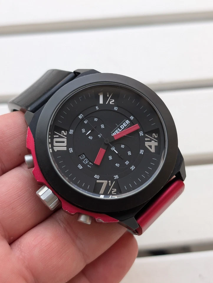 Reloj deportivo para hombre Welder K-33 9301 cronógrafo negro chapado en acero Foto 3 de 4