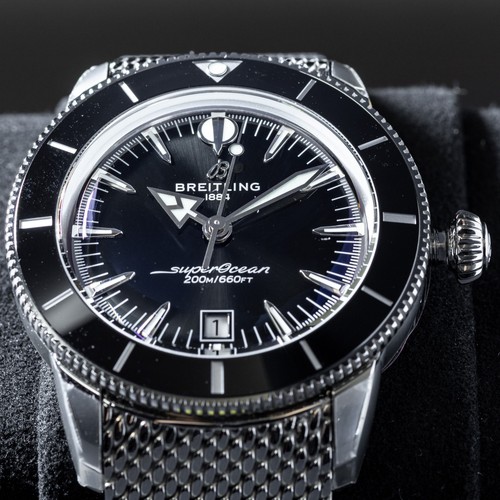 Breitling Superocean Heritage Chronograph AB3111241B1A1 Black Dial Mesh Bracelet