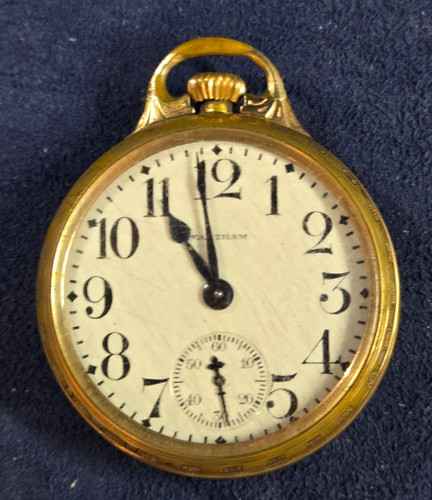 Waltham Crescent St Pocket Watch 21J Lever Set Railroad 5 Pos Running GF