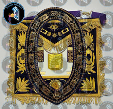 Masonic Regalia Grand Lodge Chaplain Hand Made Purple Apron, Beaded Chain Collar