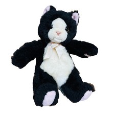 Russ Berrie Sasha Cat Tuxedo Heartcraft Collection Plush Black White Vintage