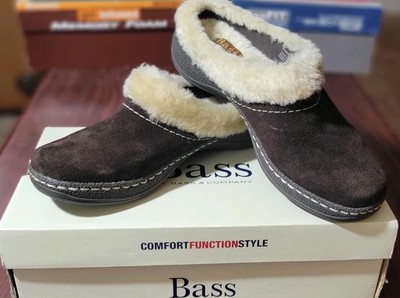 GH Bass Womans Size 8 Slip On Clog Faux Fur-Dark Brown Suede  display picture 2