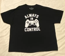 Unisex Adults PlayStation Size 4XL Black T-Shirt 'Always In Control' Graphic Tee