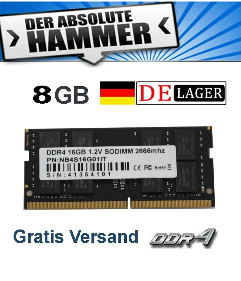ABS COMPUTER TECHNOLOGIES 8GB RAM Speicher | DDR4 2666 MHz | SO-DIMM | Arbeitsspeicher für Laptop NEU