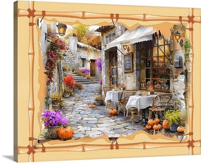 Paris Street Cafe France With Flower Accents Colorful Art Gallery Canvas Wrap