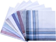 6 PCS Assorted Pack of Mens White Color Border Cotton Handkerchiefs