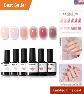 Versatile Jelly Gel Nail Polish Set - 6 Nude Shades for Effortless Elegance