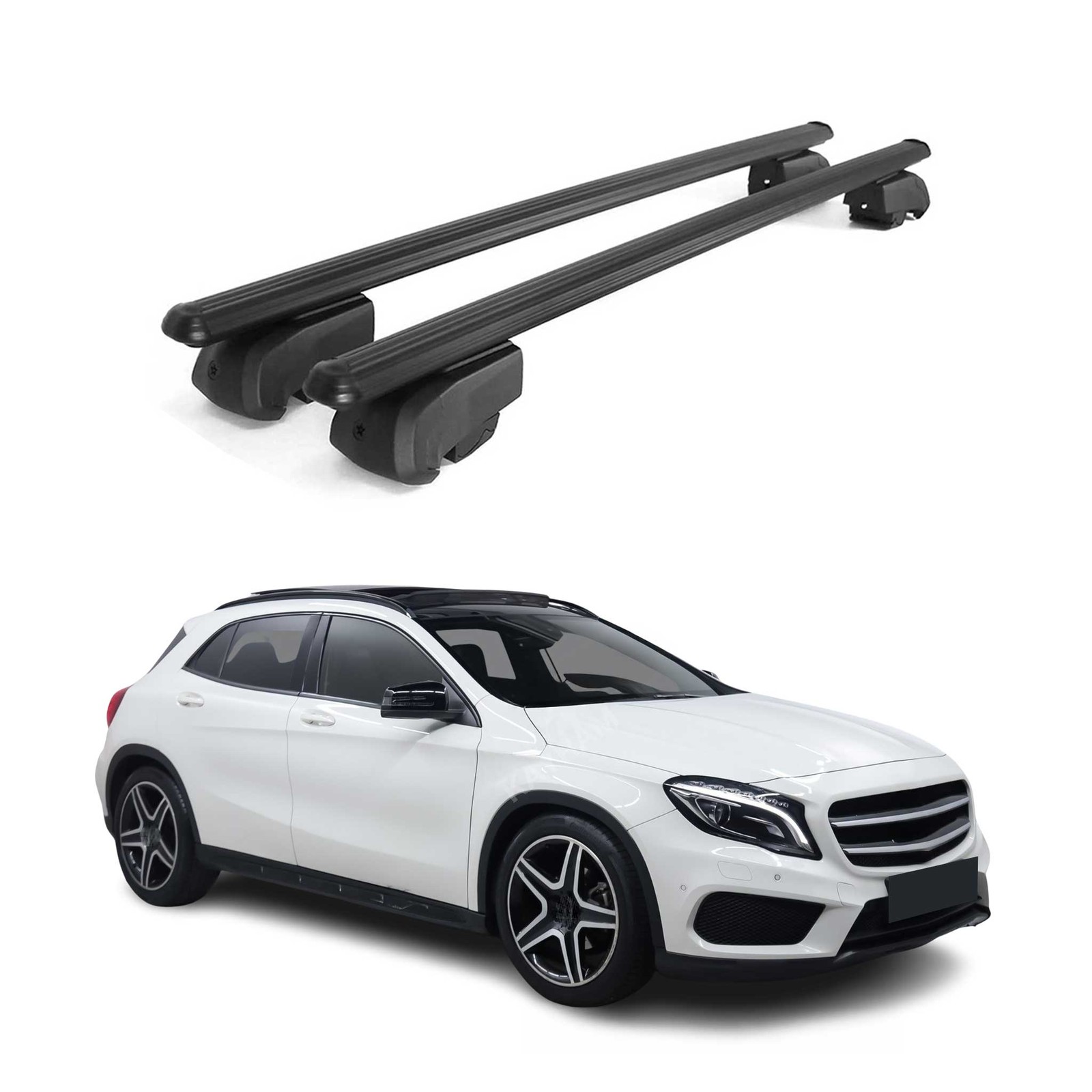 Barres de toit Mercedes GLA X156 2013-2020 en aluminium noir