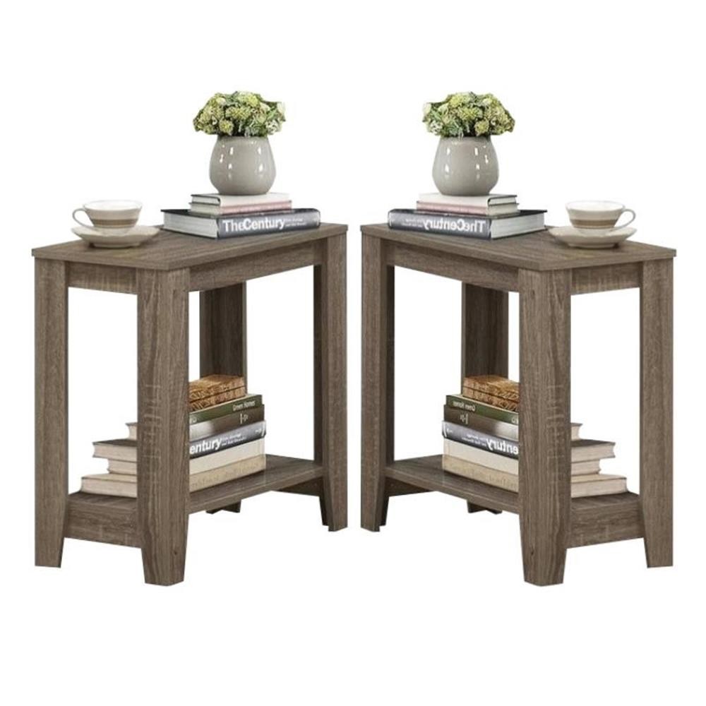 Home Square Accent Side Table in Dark Taupe Finish - Set of 