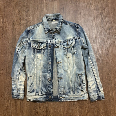 Evolution kids  Blue Solid Short Denim Jacket Size 7 Button Front Long Sleeve