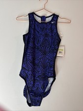NWT Women  s Sz 30 Nike Swim Strength Purple Black One Piece Swimsuit Zipper Back