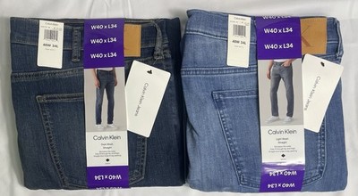 Calvin Klein Men's Lot of 2 Blue & Dark Blue Straight Fit Jeans Size 40x34 NWT