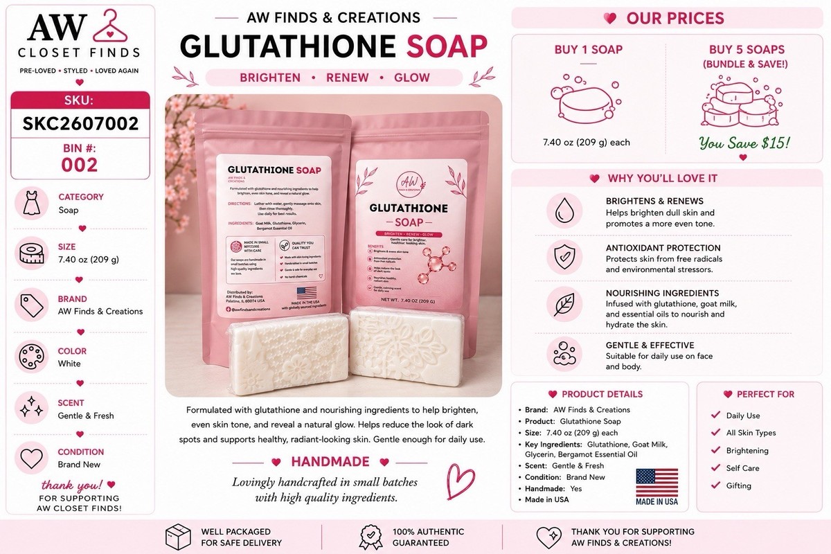 Glutathione Brightening Soap with Goat Milk | AW Finds & Creations